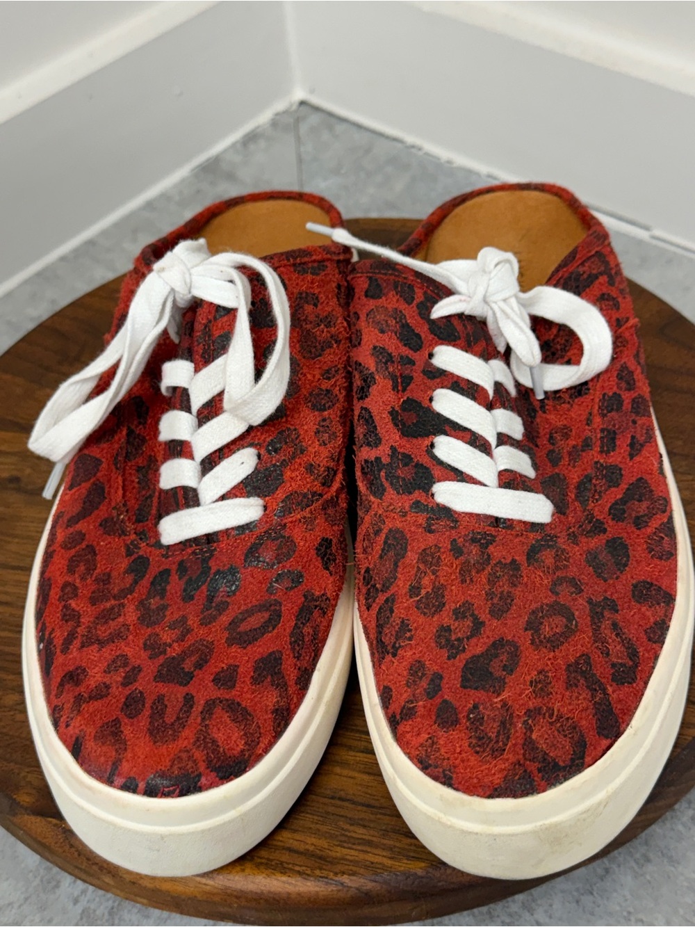 Lucky Brand Red Leopard Print Backless Sneaker Mules Size 9.5